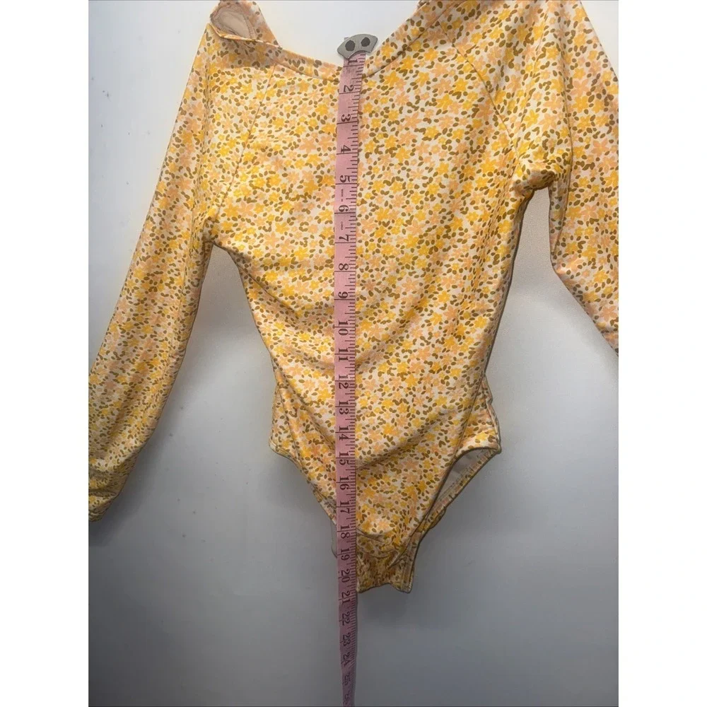 ART CLASS KIDS Girl's Black Floral Zip Up‎ Long Sleeve Swimsuit SIZE L 10/12